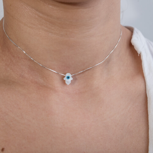 Choker Hamsá Olho Grego