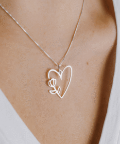 Colar Coração e Flor