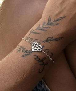 Pulseira Coração Recortes de prata 925 em modelo