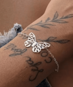 pulseira borboleta recortes de prata 925 em modelo