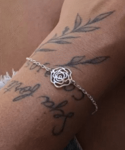 pulseira rosa recortes em prata 925 em modelo