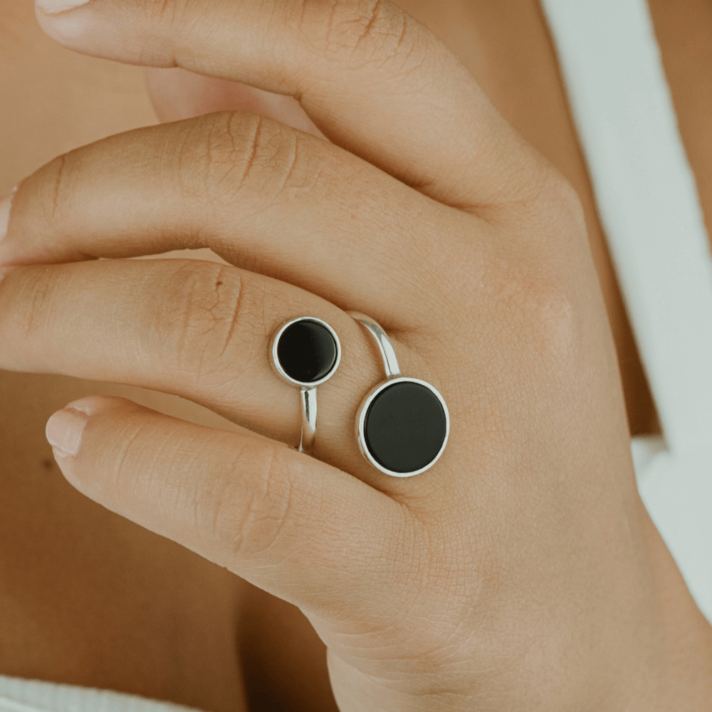 anel agatas negra p e g