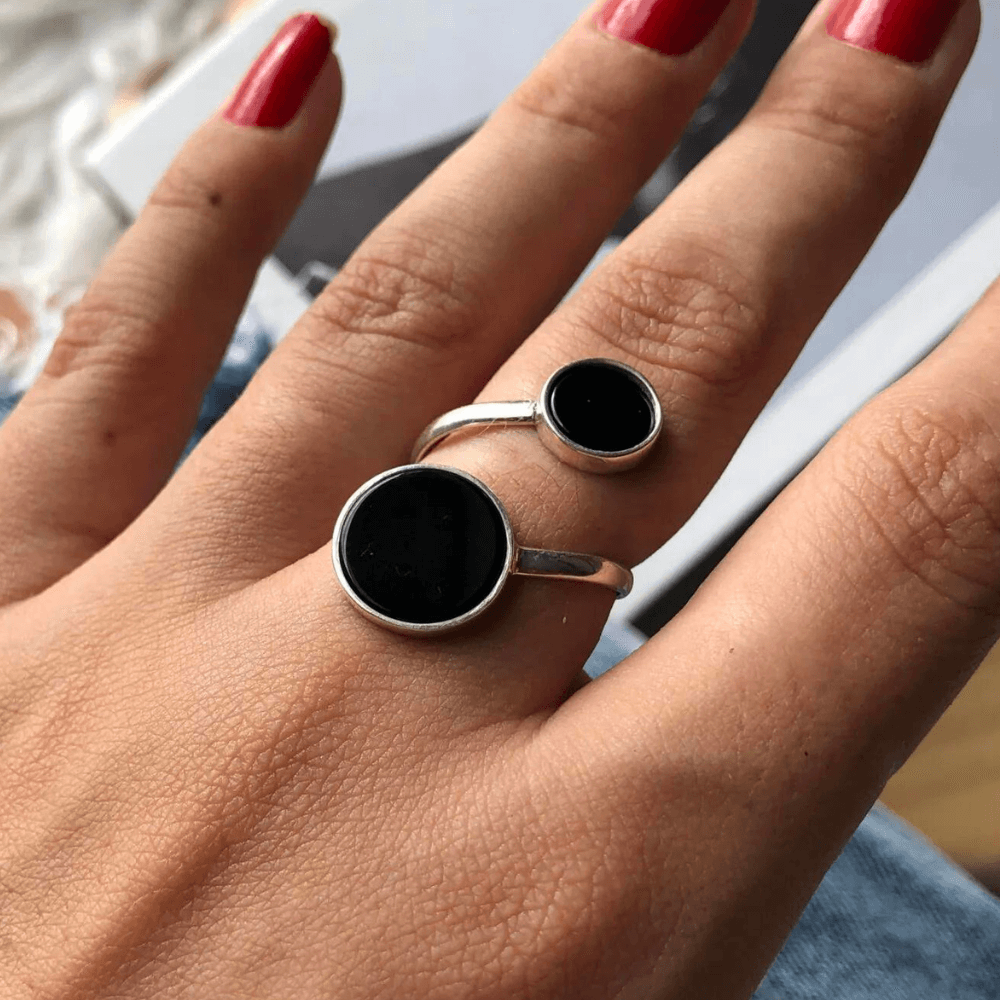 anel agatas negra p e g