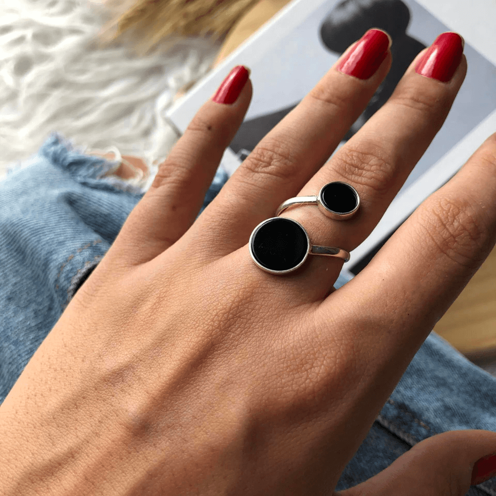 anel agatas negra p e g