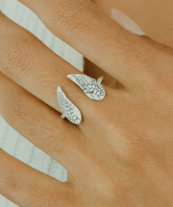 anel asas de anjo em modelo prata 925