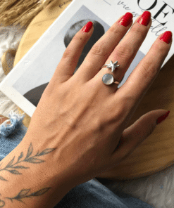 anel estrela e madreperola em modelo