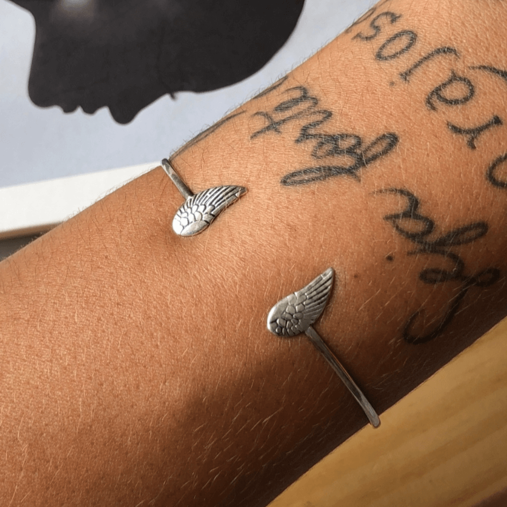 bracelete asas de anjo em prata 925
