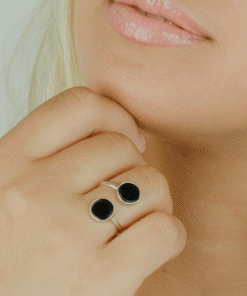 anel agata negra e agata negra em modleo