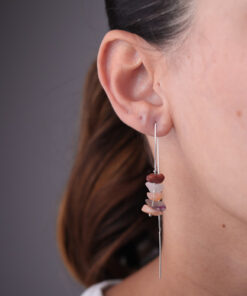 Brinco Agulha Pedras Naturais