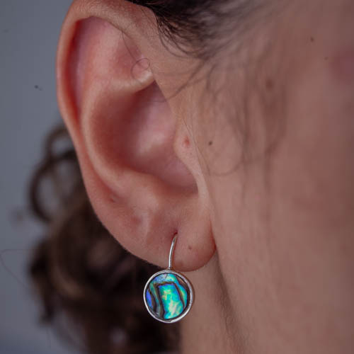 Brinco Gancho Abalone P de prata 925 em modelo