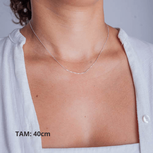 Colar Veneziano 40cm de prata 925 em modelo