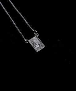 Escapulario Sagrado Coração e de Jesus e Maria de prata 925 em tecido preto