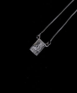 Escapulario Sagrado Coração e de Jesus e Maria de prata 925 em tecido preto